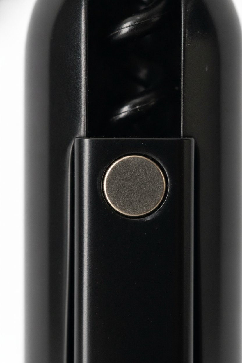Apribottiglie cavatappi nero con tappo rosso e manico ergonomico per bottiglie di vino
