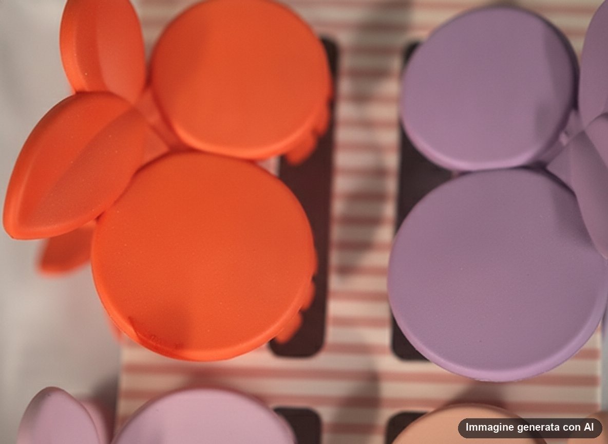 Set di sei pinze per capelli a forma di fiore in colori pastello rosa azzurro viola verde pesca e arancio