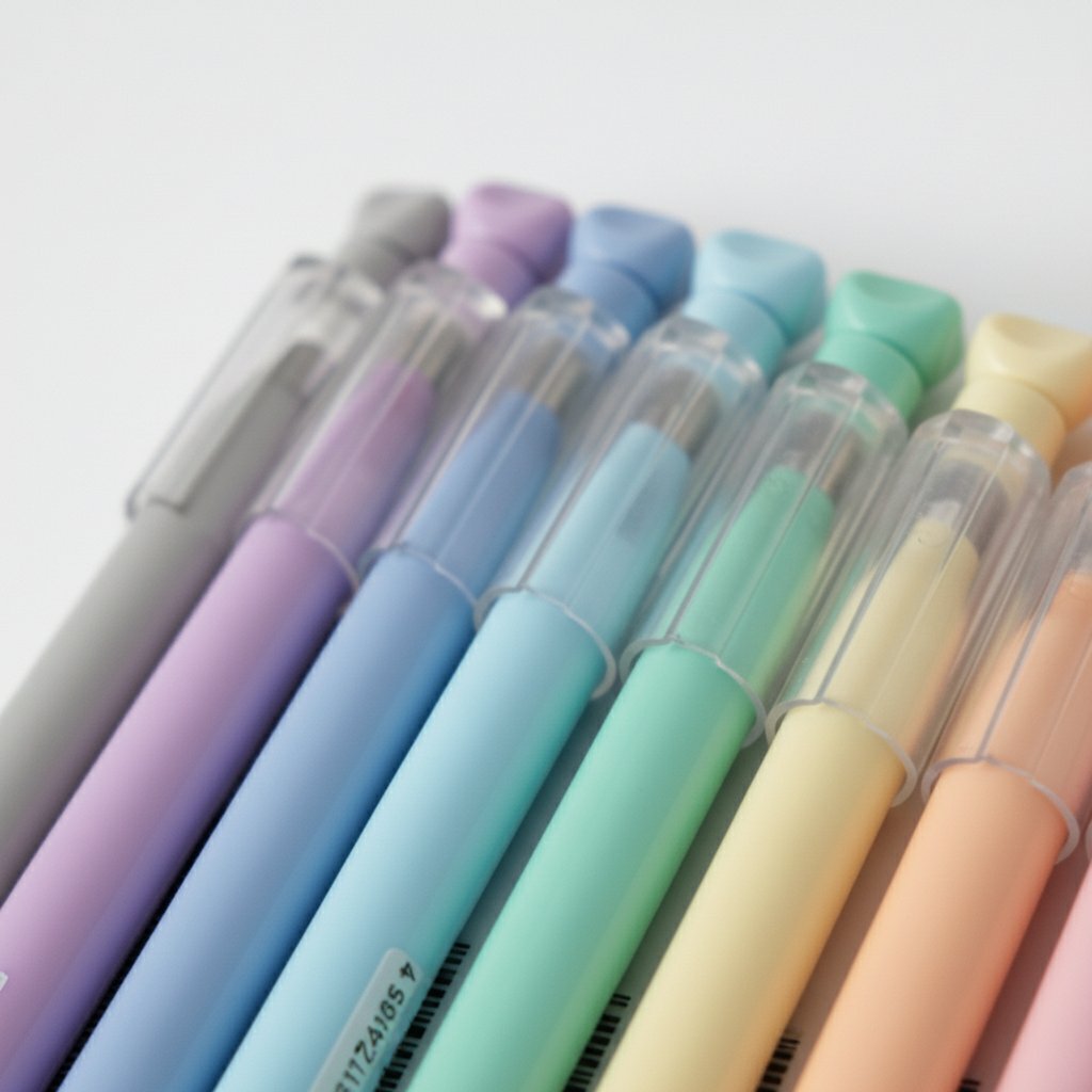 Set 8 penne colorate pastello: grigio, viola, blu, azzurro, verde menta, verde, giallo e salmone