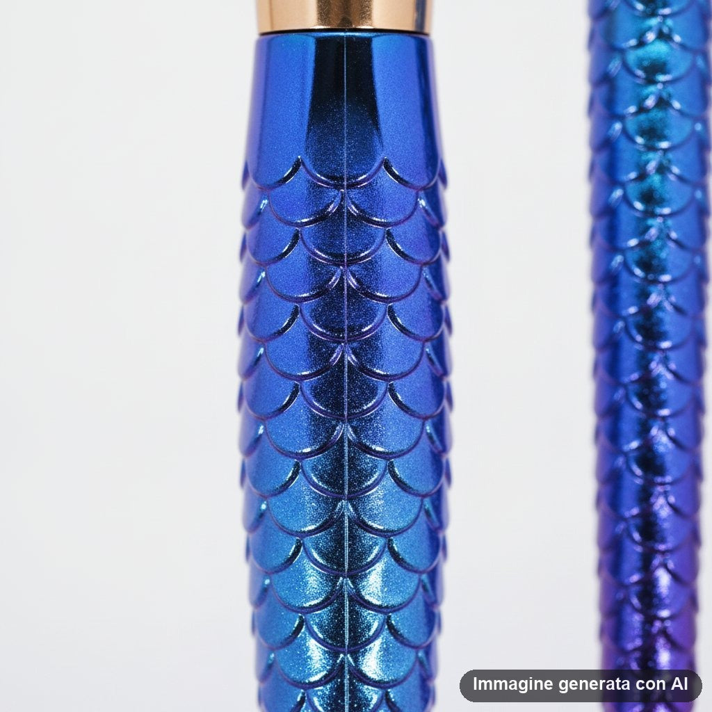 Dodici pennelli da trucco con manico a coda di sirena nei colori fucsia, blu e giallo sfumato