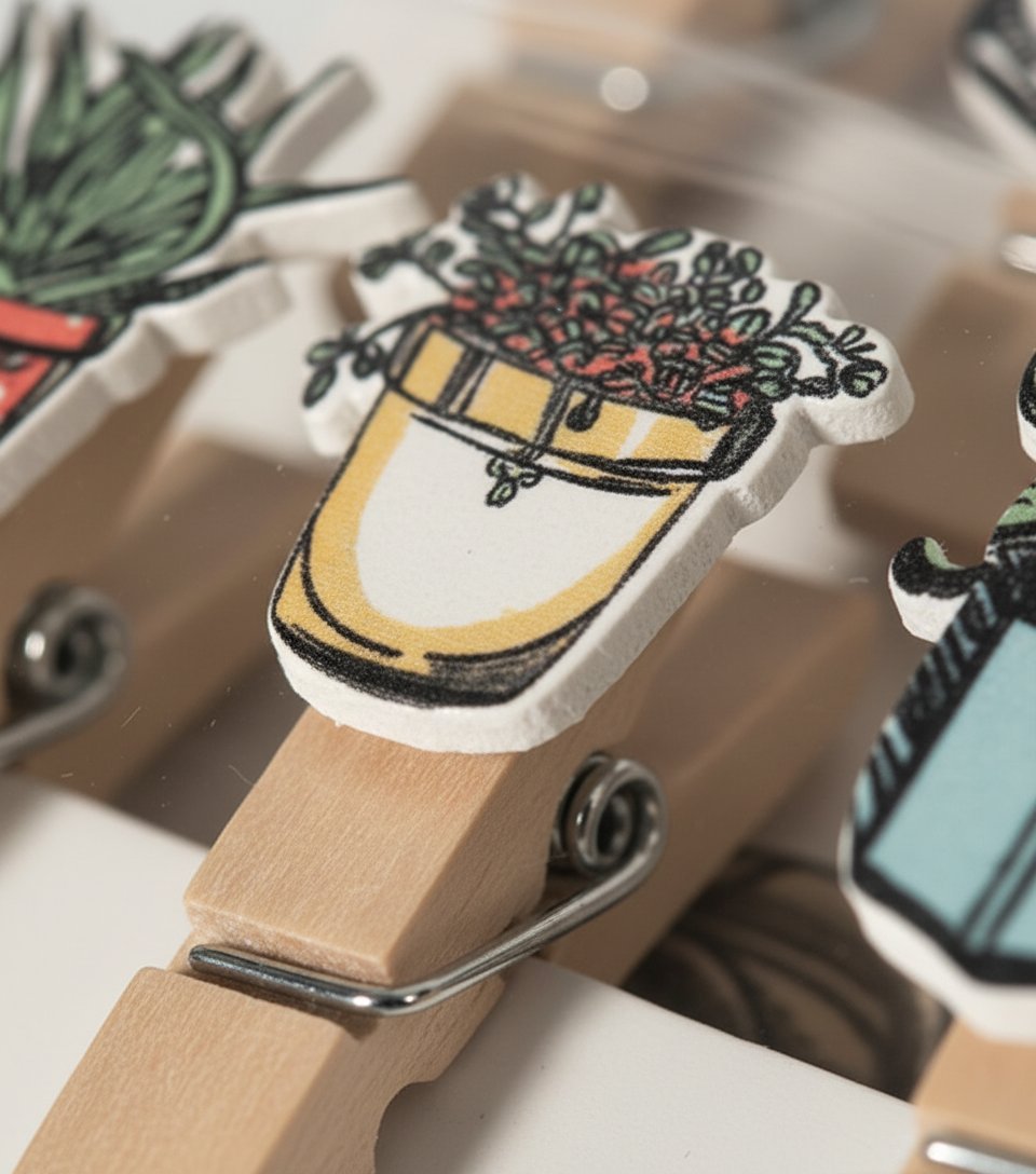 SET 10 MOLLETTE LEGNO CACTUS