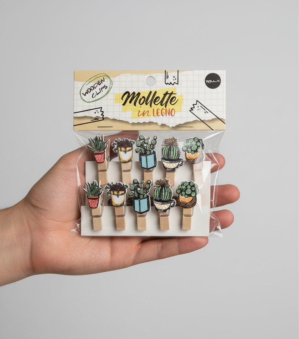 SET 10 MOLLETTE LEGNO CACTUS