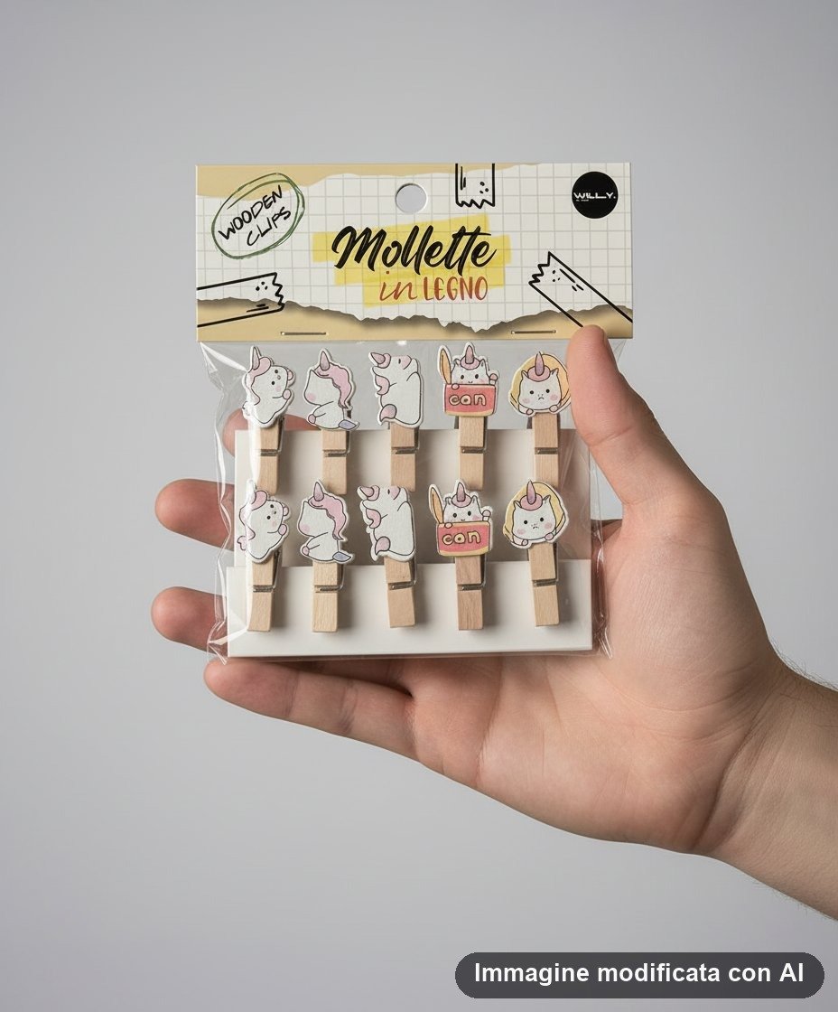 SET 10 MOLLETTE LEGNO UNICORN