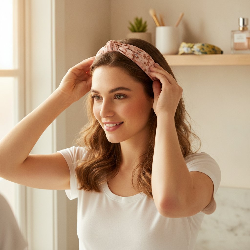 Tre fasce per capelli con stampa floreale vintage in blu, rosa e verde con finiture nere