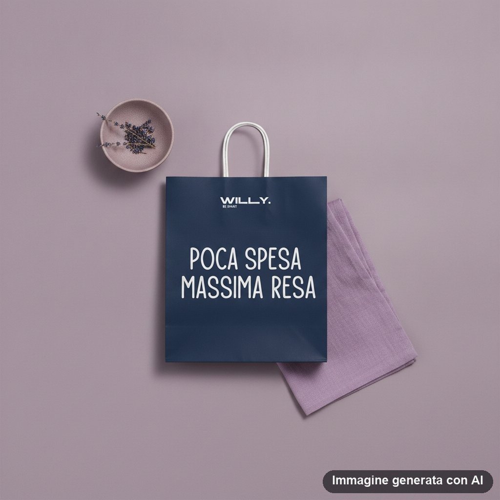 Set di quattro shopper regalo in colori scuri con frasi italiane ironiche e motivazionali stampate in bianco