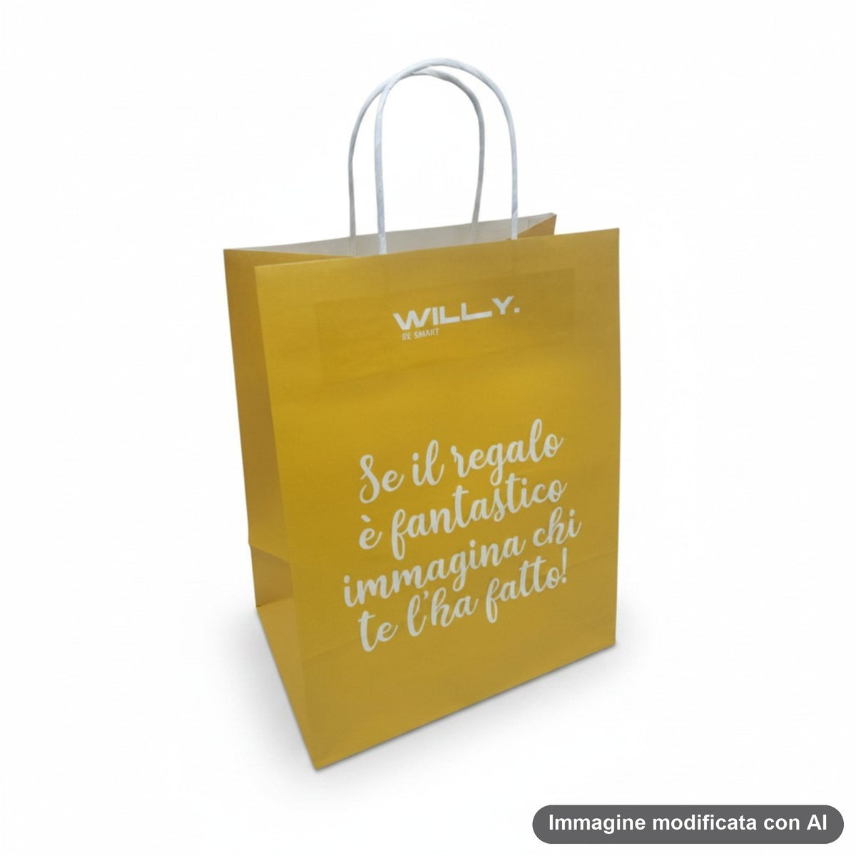 Set di quattro shopper medie in colori vivaci giallo, turchese, rosa e arancio con frasi motivazionali italiane stampate e ma