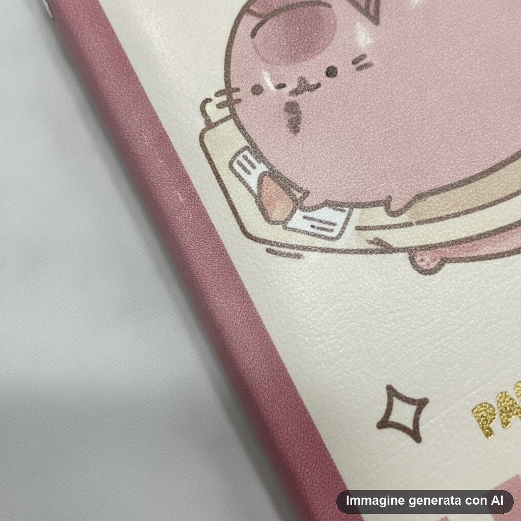 Quattro quaderni a righe con copertina rigida decorata da ippopotami disegnati in stile kawaii, colori pastello azzurro rosa