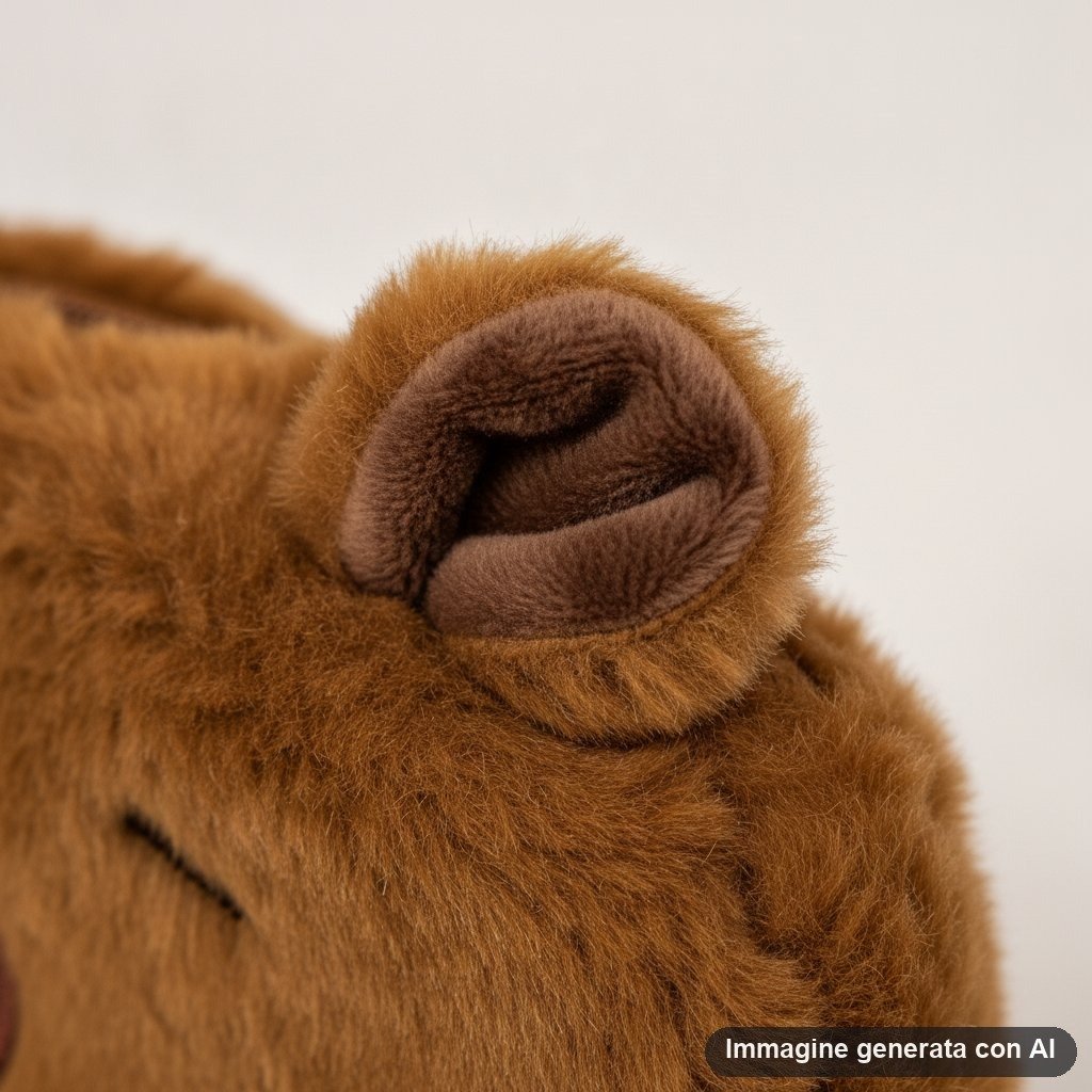 Set di cinque astucci peluche a forma di capibara con diverse espressioni facciali in tonalità marrone