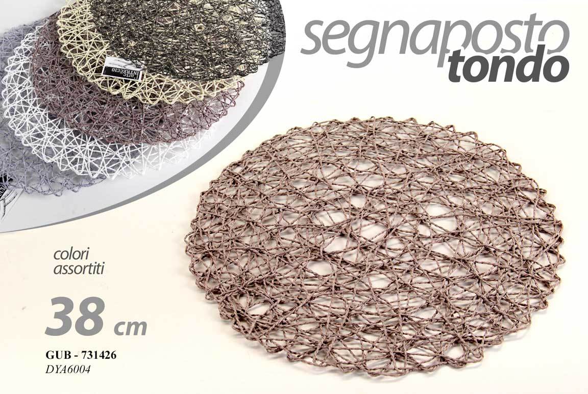 Tovaglietta rotonda in rafia intrecciata naturale, diametro 38 cm, disponibile in colori assortiti beige e marrone