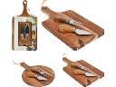 TAGLIERE ACACIA + 4 COLTELLI