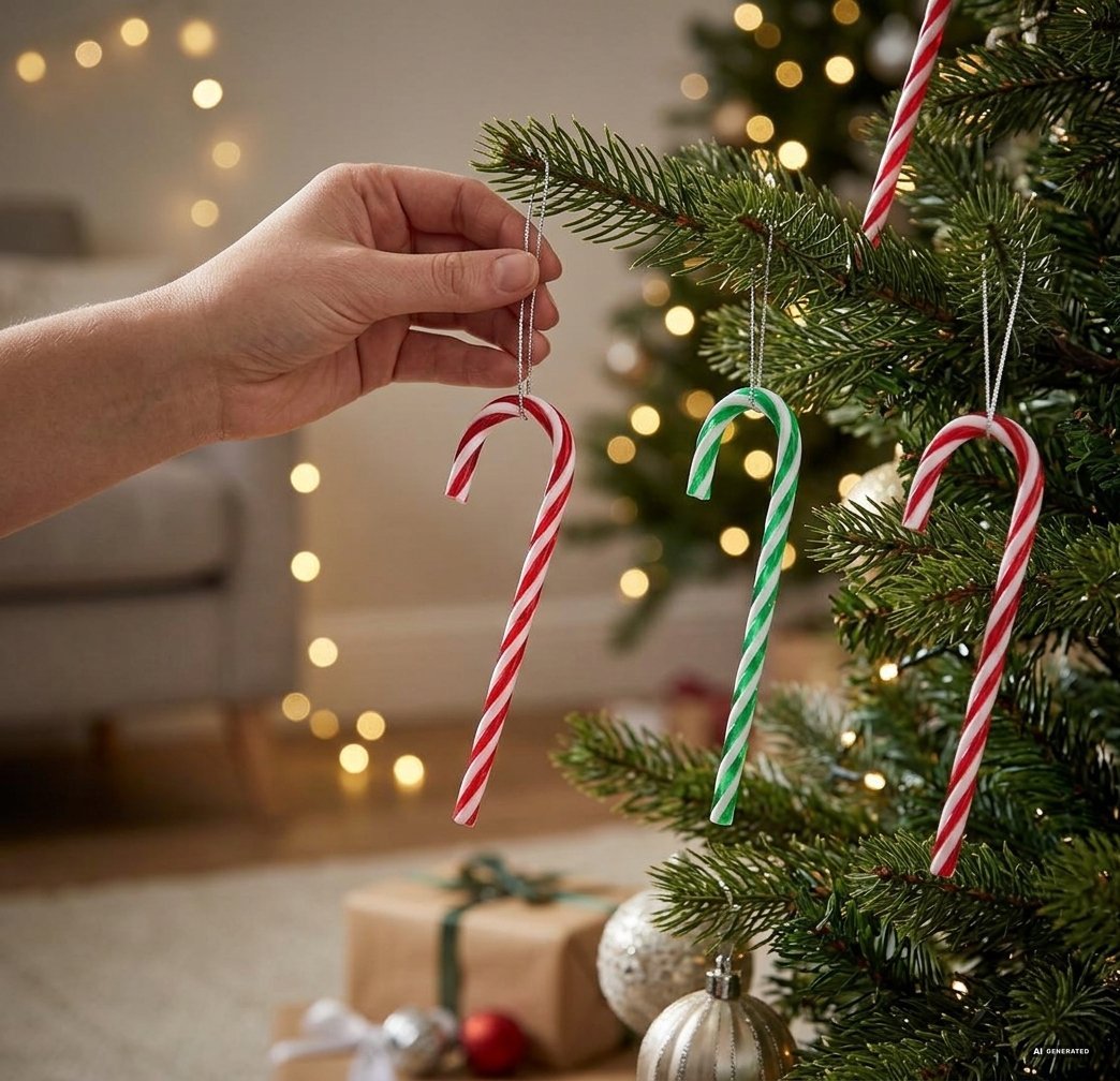 SET 4 DECORAZIONI ALBERO CANDYCANE XMAS