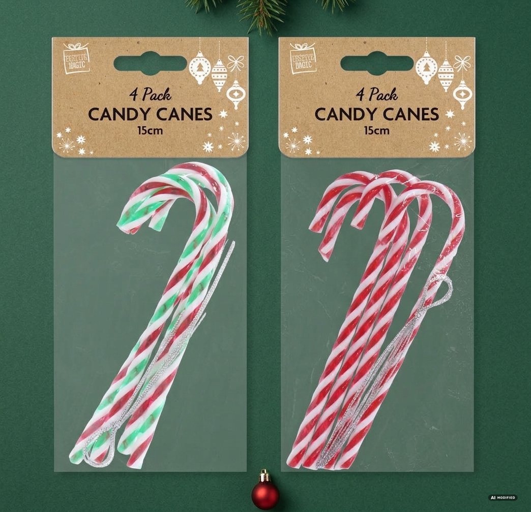 SET 4 DECORAZIONI ALBERO CANDYCANE XMAS