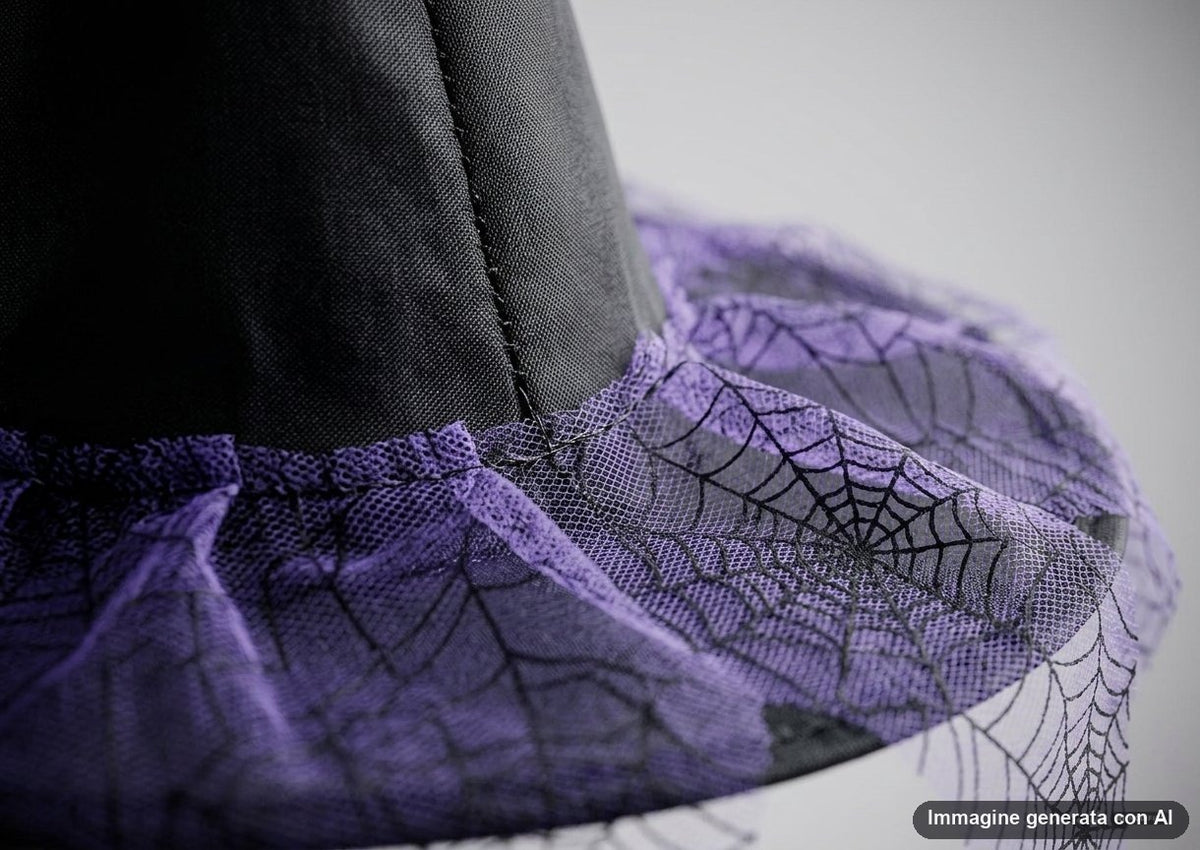 CAPPELLO STREGA CON VELO RAGNATELA