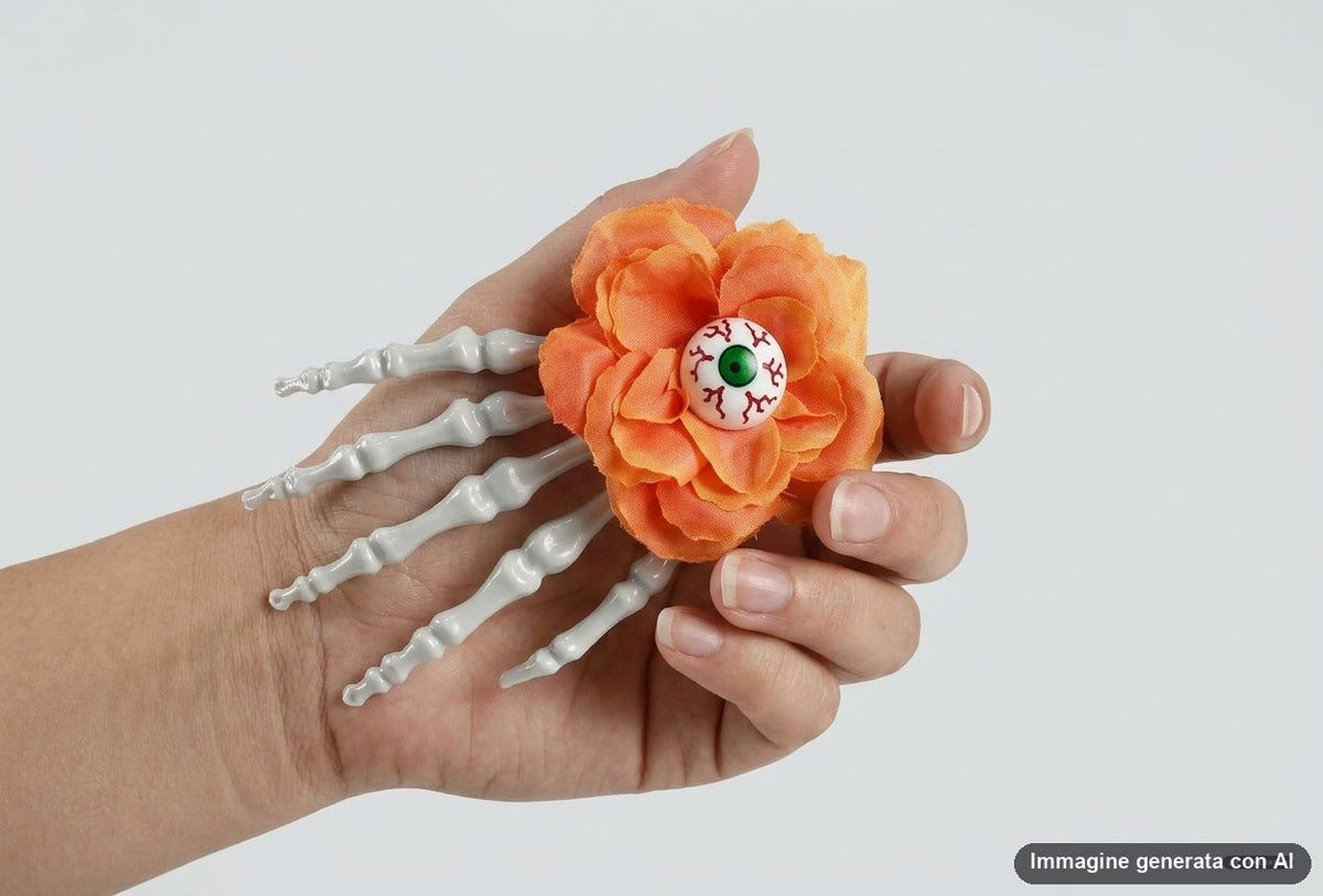 FERMAGLIO FIORE MANO SCHELETRO