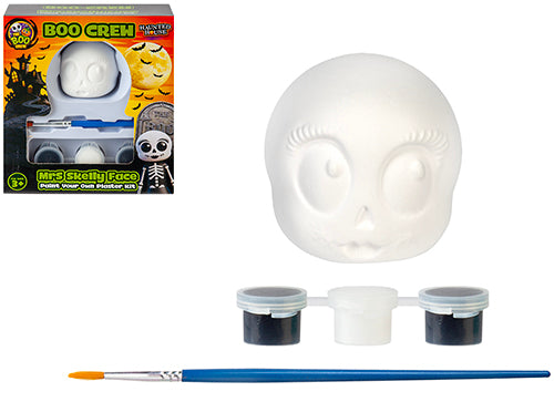 Kit creativo con teschio in gesso dalle ciglia lunghe da dipingere, colori e pennello