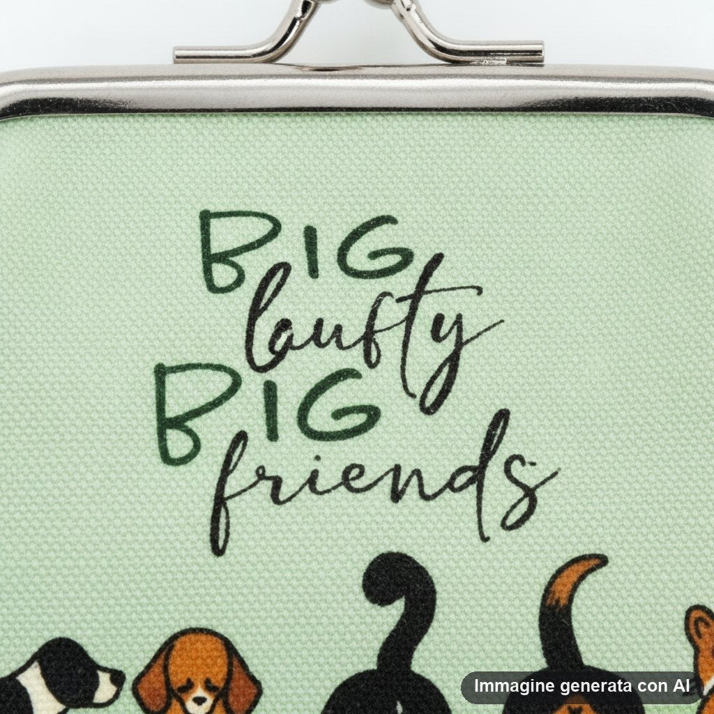 Otto portamonete con clip in diversi colori e designs, con frasi motivazionali e disegni di animali e frutti