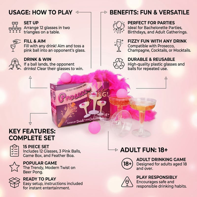 GIOCO PROSECCO PONG SET 15 PZ