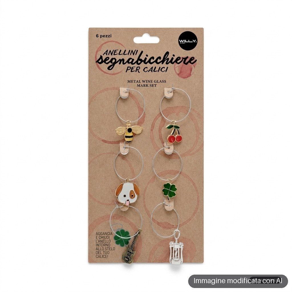 SET 6 SEGNABICCHIERI METALLO