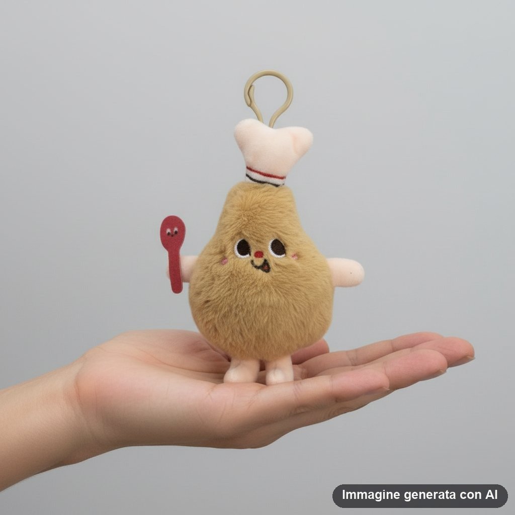 Set di quattro mini peluche kawaii a forma di cibi fast food con facce sorridenti: hamburger, patatine fritte, gelato e panin