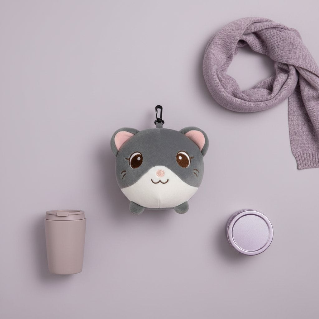 CUSCINO DA VIAGGIO CON MASCHERA GATTO