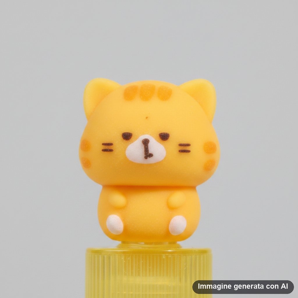 Set di 24 gomme per cancellare a forma di gatto kawaii in giallo, grigio, nero e bianco-marrone con design rotante