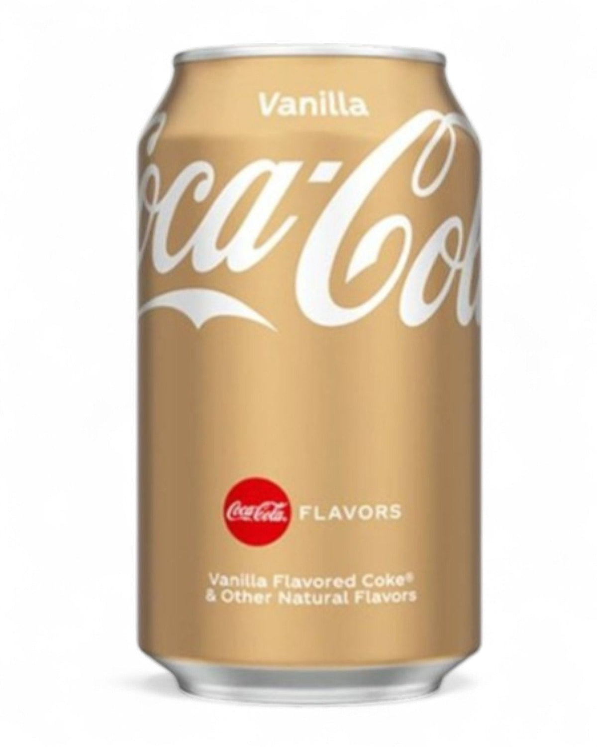 Lattina Coca Cola Vanilla 330ml oro con scritta bianca e logo rosso Coca Cola Flavors