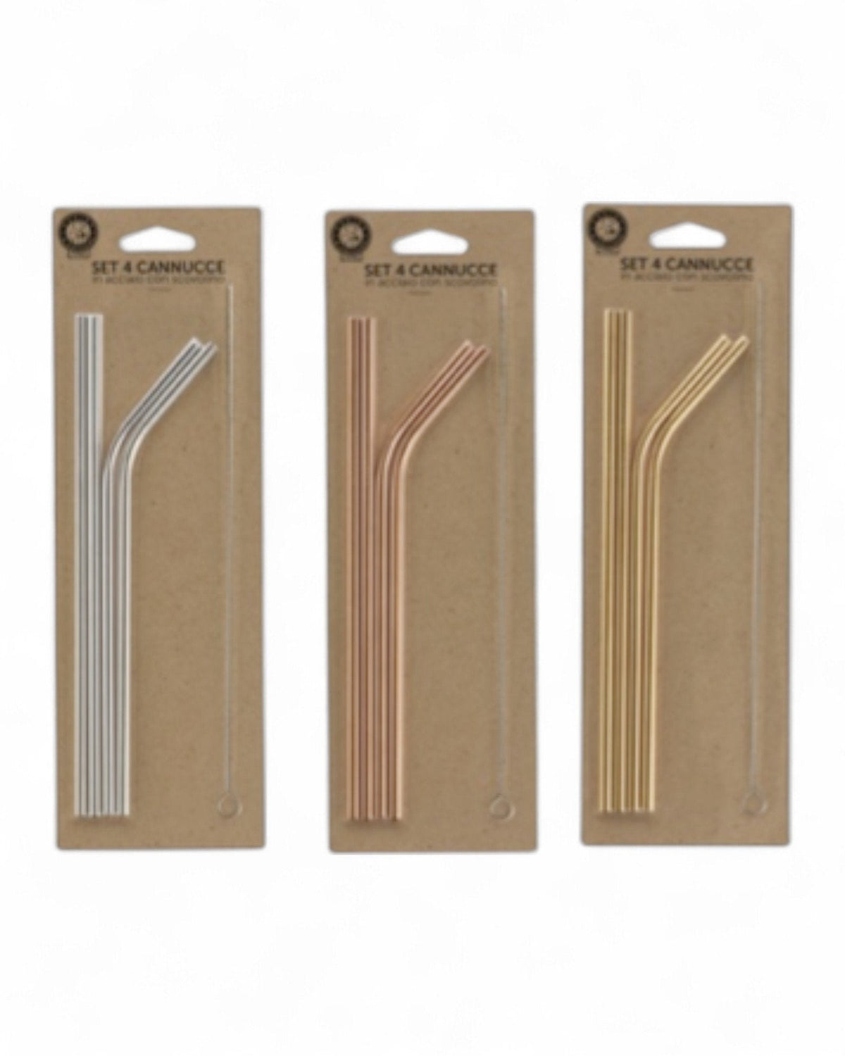 SET 4 CANNUCCE CON SCOVOLINO IN METALLO - Willy Be Smart
