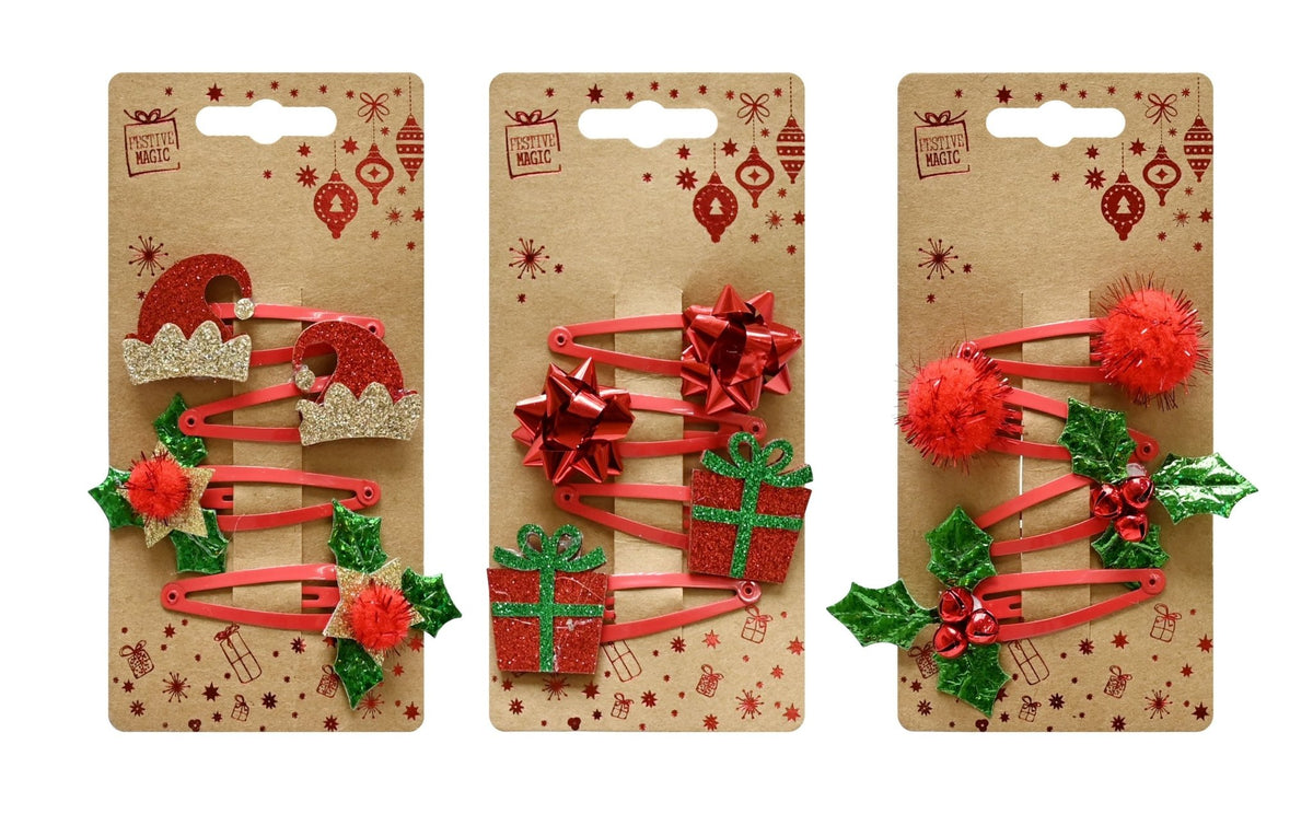 SET 4 CLIP PER CAPELLI XMAS - Willy Be Smart