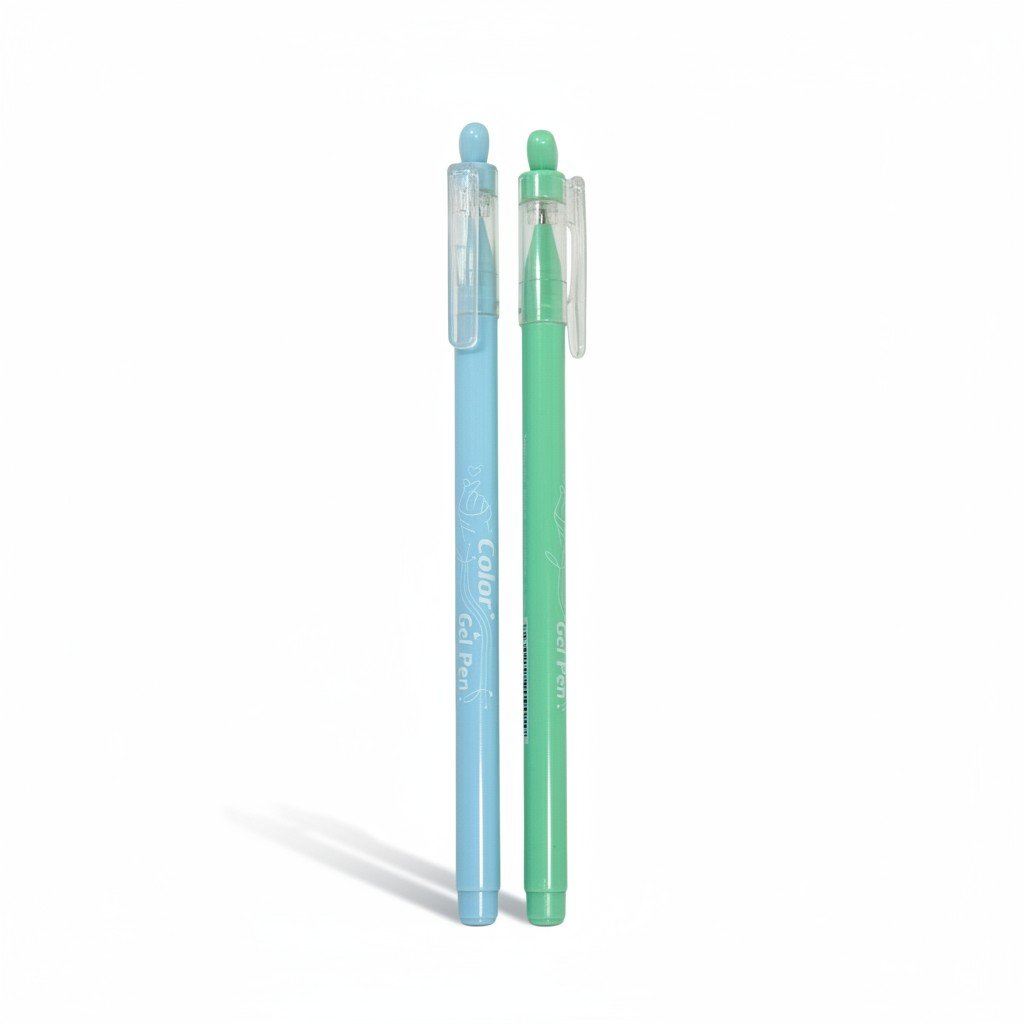 Set 8 penne colorate blu e verde con cappuccio, design moderno e pratico per scrivere e disegnare