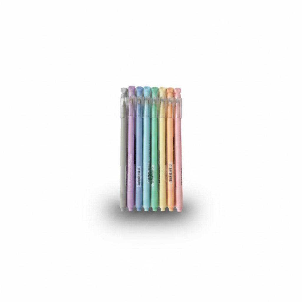 Set 8 penne colorate pastello - grigio, viola, blu, azzurro, verde, beige, salmone e rosa
