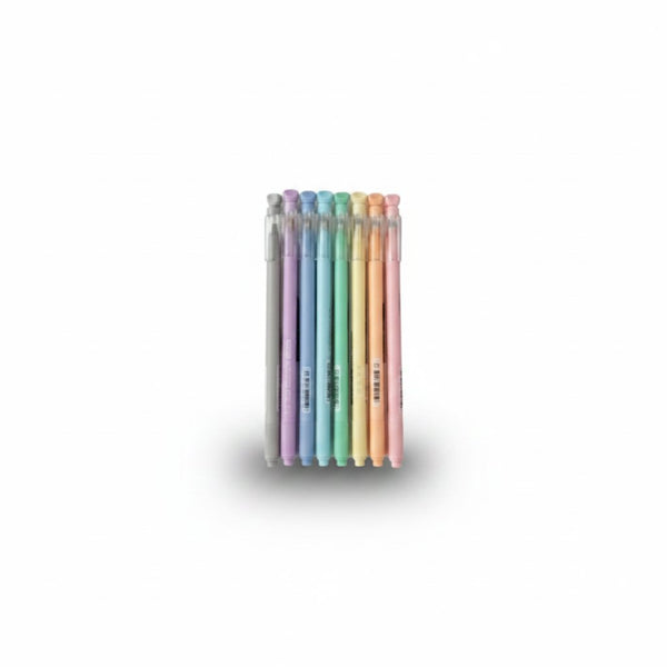 Set 8 penne colorate pastello - grigio, viola, blu, azzurro, verde, beige, salmone e rosa