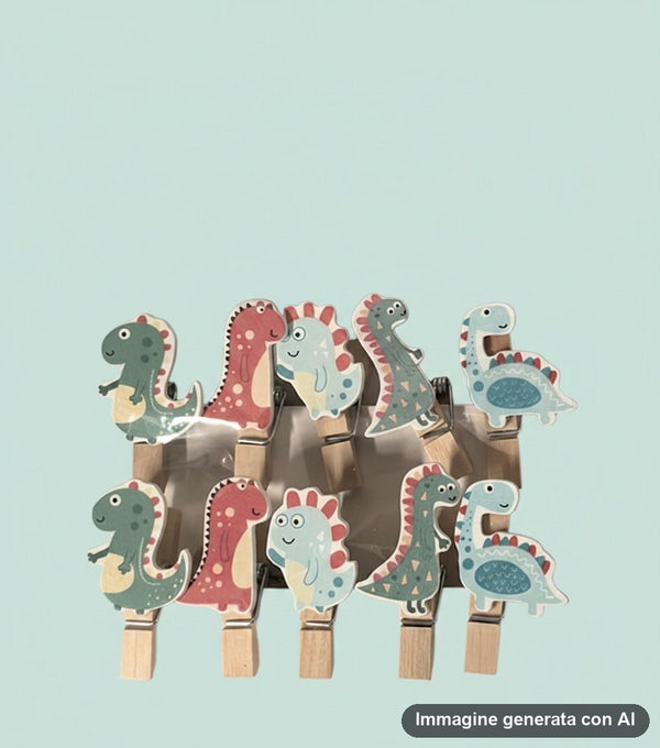 SET 10 MOLLETTE LEGNO DINO