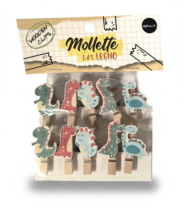 SET 10 MOLLETTE LEGNO DINO