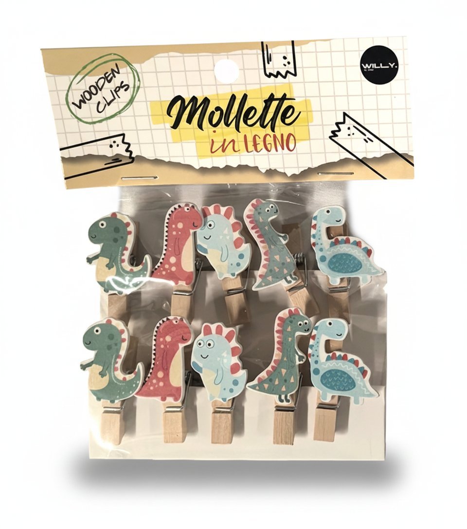 SET 10 MOLLETTE LEGNO DINO