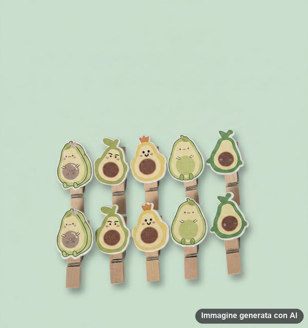 SET 10 MOLLETTE LEGNO AVOCADO