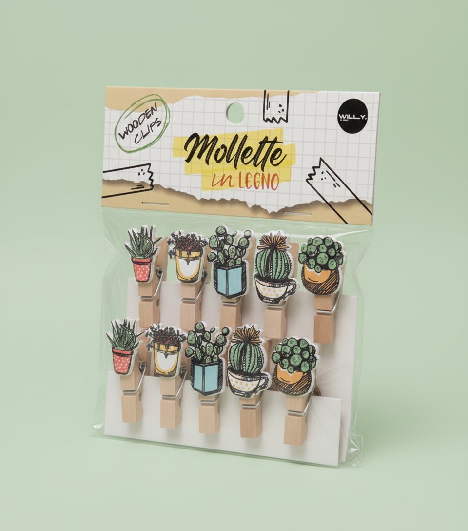 SET 10 MOLLETTE LEGNO CACTUS