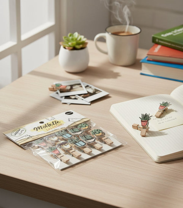 SET 10 MOLLETTE LEGNO CACTUS