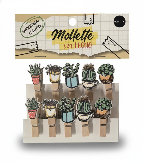 SET 10 MOLLETTE LEGNO CACTUS