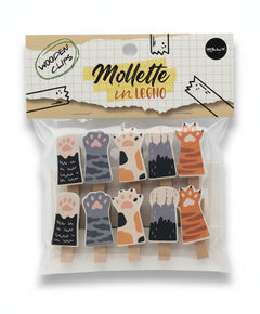 SET 10 MOLLETTE LEGNO ZAMPETTA CAT
