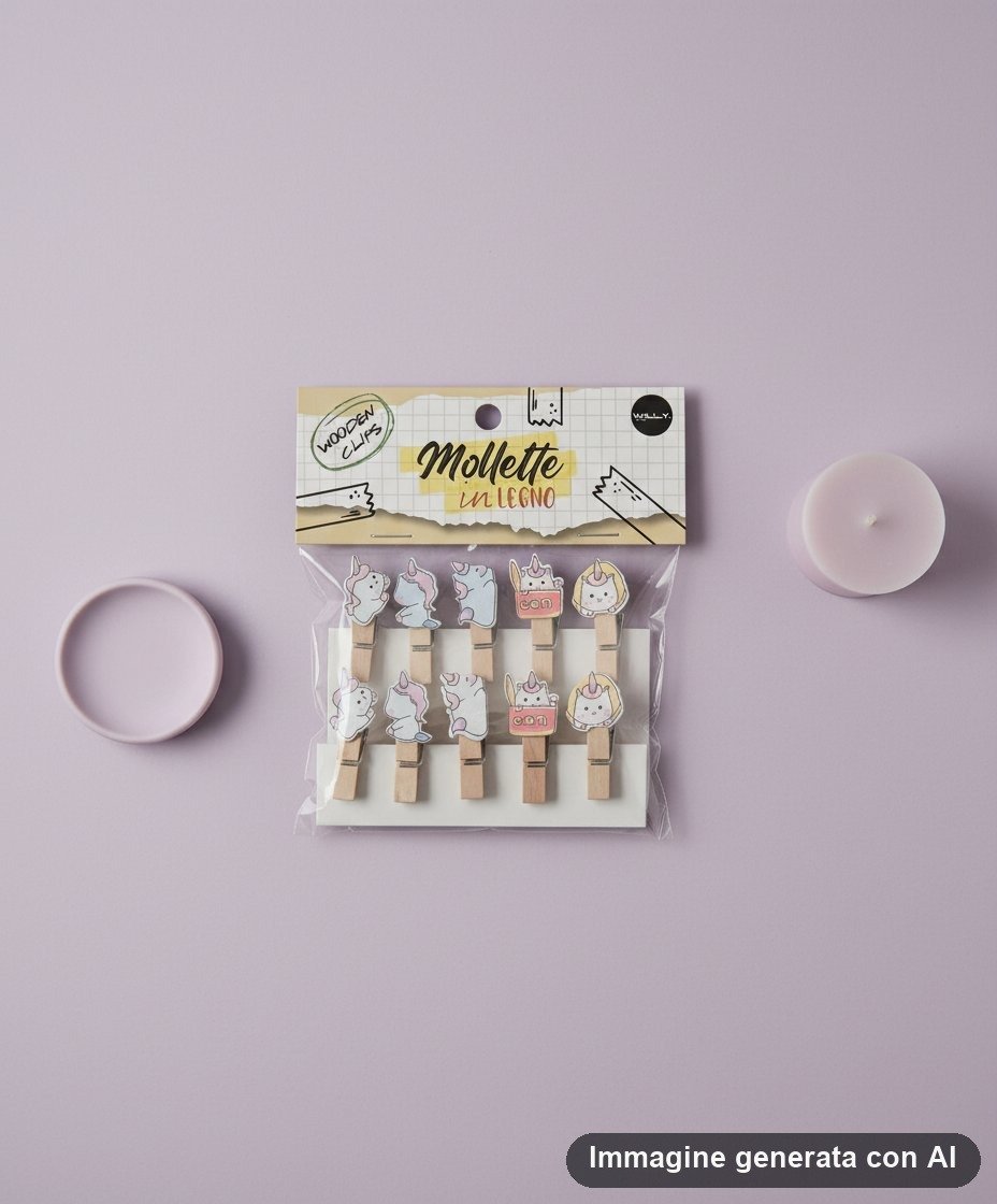SET 10 MOLLETTE LEGNO UNICORN