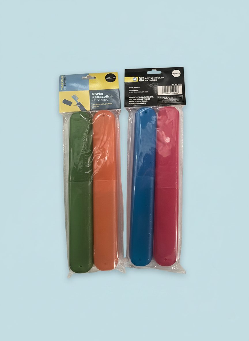 Set 2 portaspazzolino colorati in plastica, colori verde, arancione, blu e fucsia, ideali per l'organizzazione del bagno