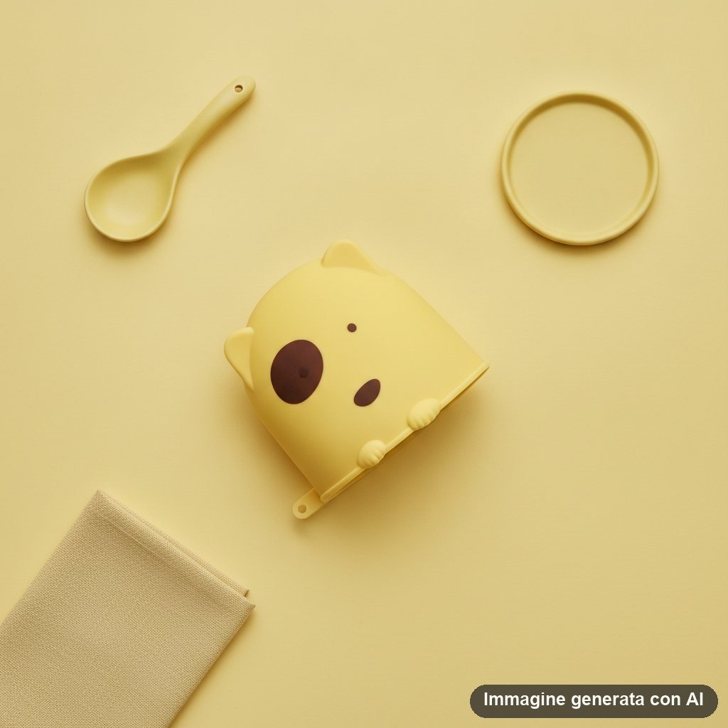 Presina in silicone a forma di orso giallo con viso kawaii, accessorio cucina morbido e antiscivolo