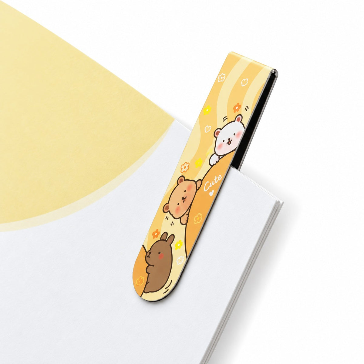 Sei segnalibri magnetici illustrati con capibara in stile tenero, sul cartoncino colorato