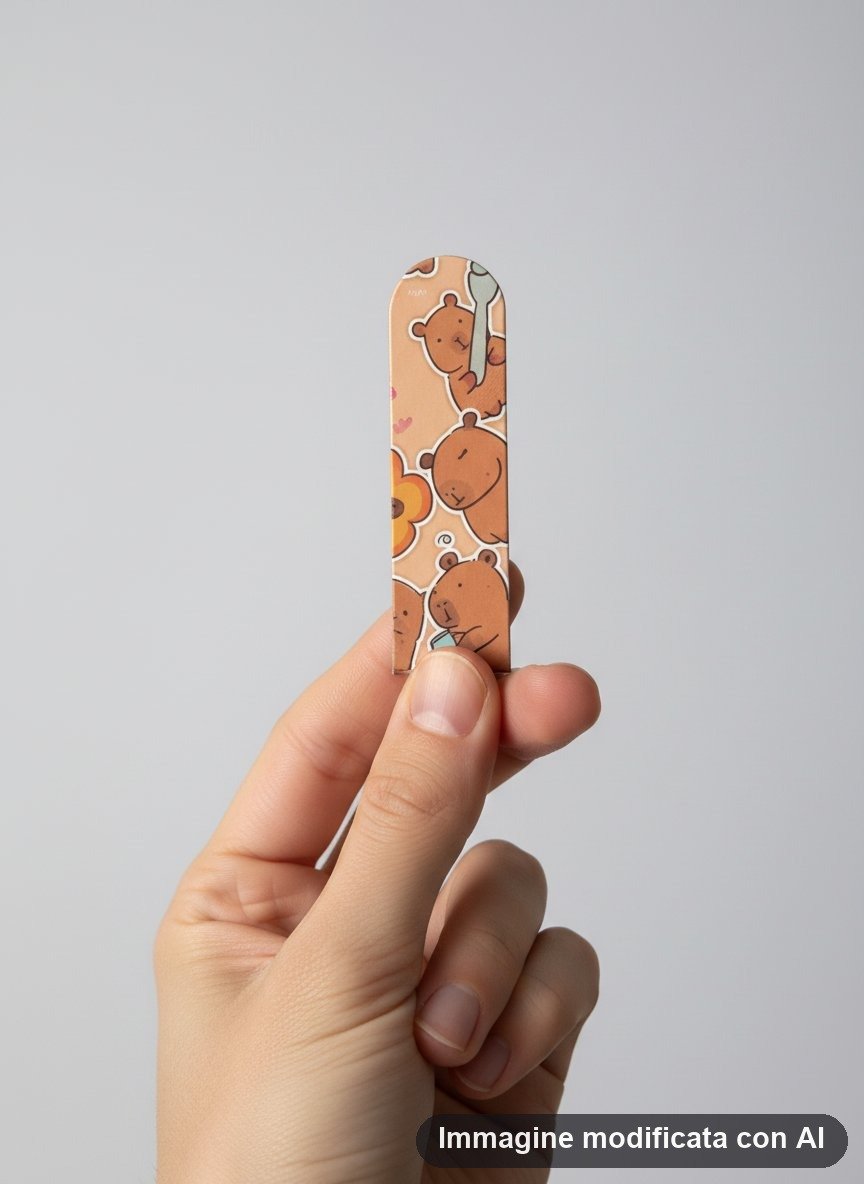 Sei segnalibri magnetici illustrati con capibara sorridenti, zucche e bagnetto su fondi beige e arancio