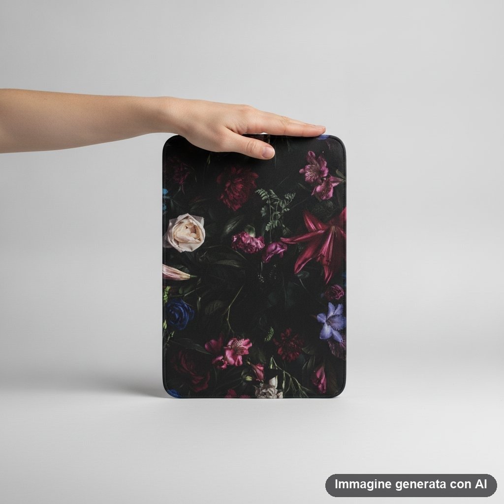 Tovaglietta americana con stampa floreale romantica su sfondo nero con rose, gigli e fiori colorati