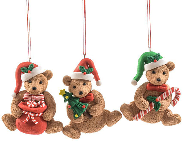 DECORAZIONE ARGILLA PER ALBERO TEDDY BEAR XMAS