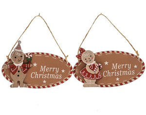 DECORAZIONE LEGNO PER PORTA GINGERBREAD XMAS