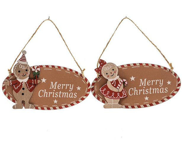 DECORAZIONE LEGNO PER PORTA GINGERBREAD XMAS