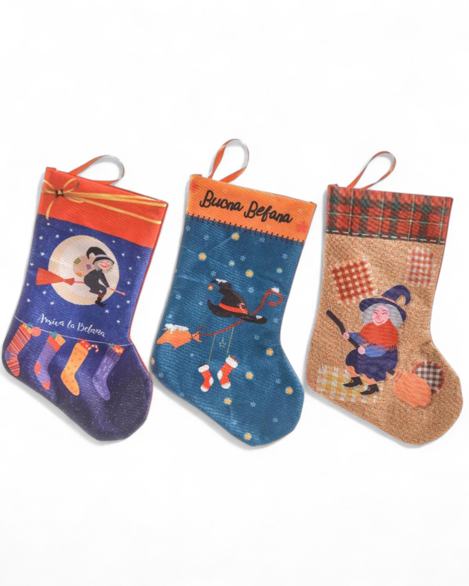 CALZA DELLA BEFANA TESSUTO XMAS