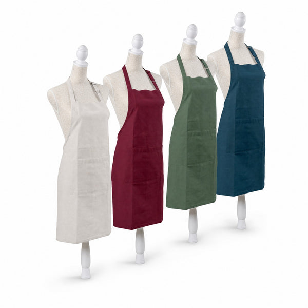 Grembiule da cucina disponibile in bianco, bordeaux, verde e blu navy, dimensioni 60x80 centimetri